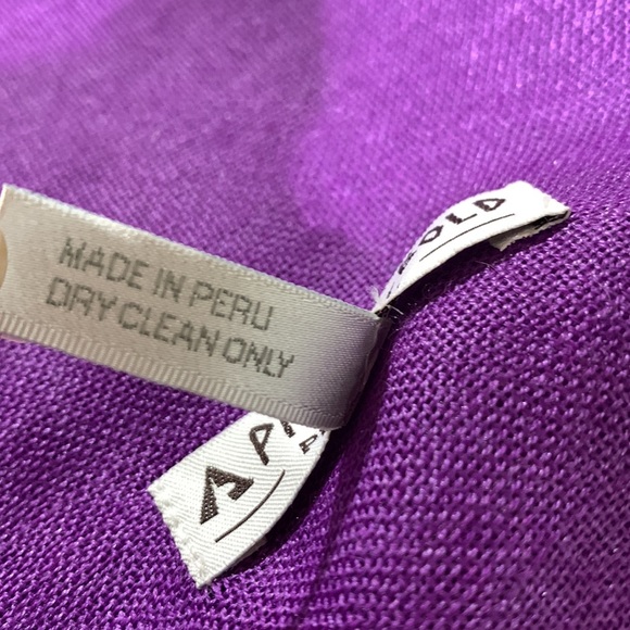 PICCHU+Bold scarf wrap fringed baby alpaca and silk raw hem made in Peru 32x86” - Picture 7 of 7